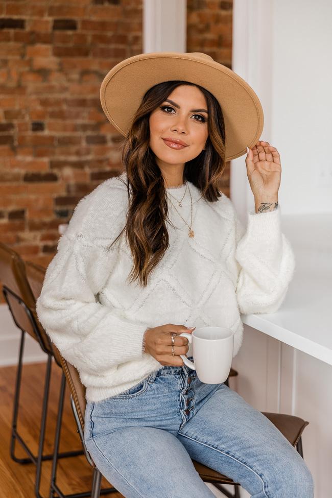 Another Memory Ivory Diamond Textured Sweater