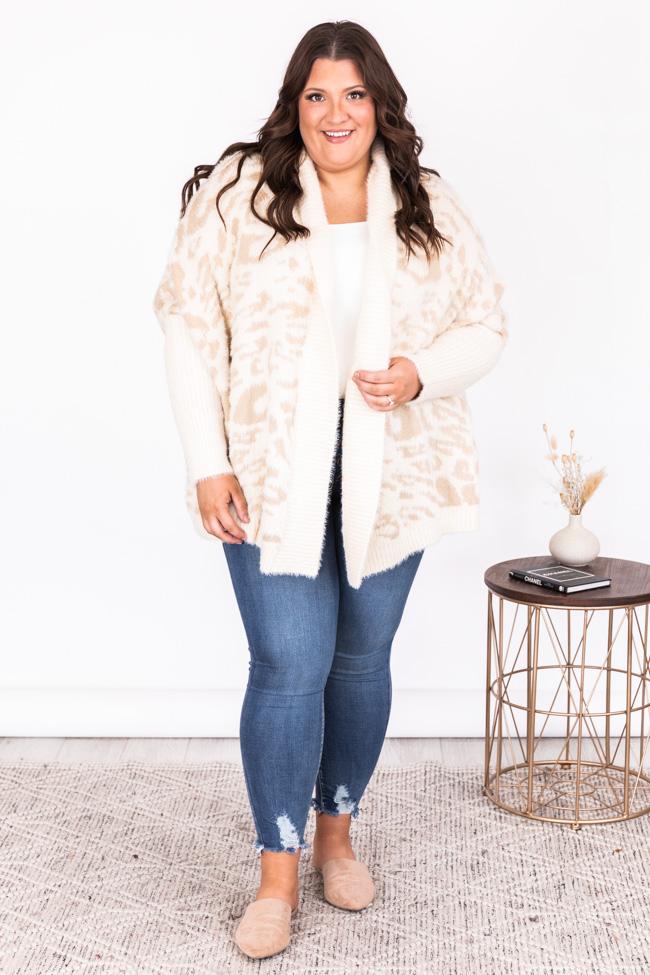 Caught Your Gaze Animal Print Ivory Cardigan