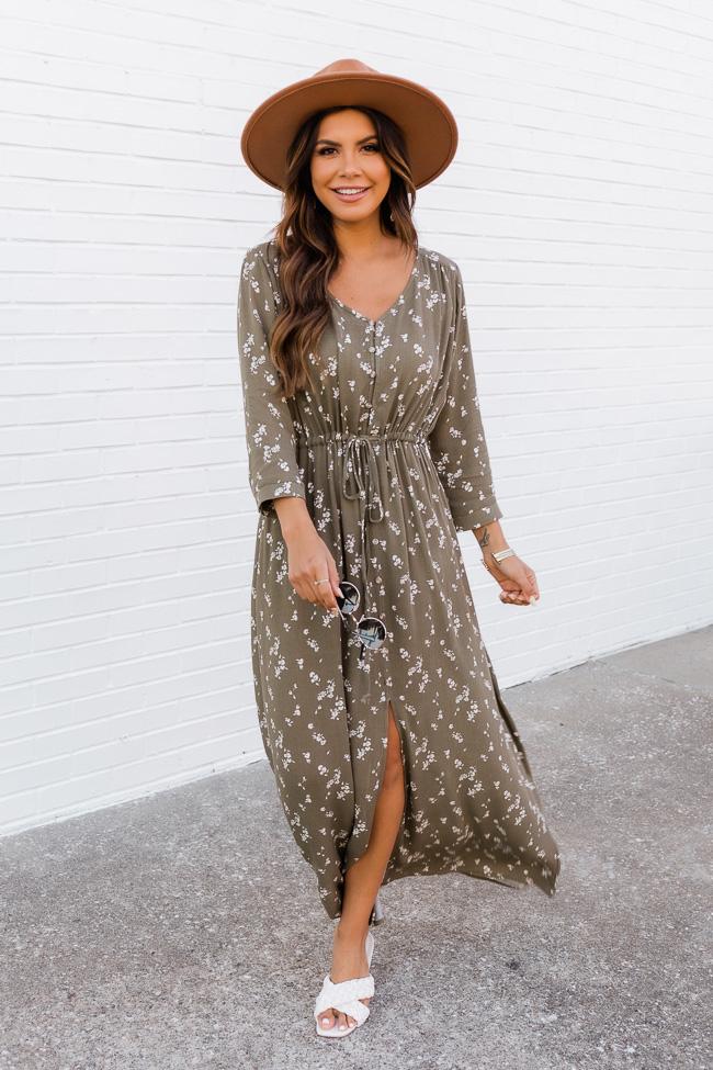 Making Mistakes Sage/Ivory Floral Button Down Maxi