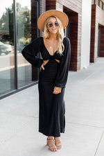 Load image into Gallery viewer, Telling A Story Black Long Sleeve Cutout Dress
