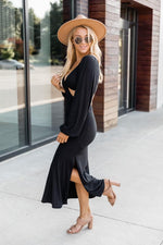 Load image into Gallery viewer, Telling A Story Black Long Sleeve Cutout Dress
