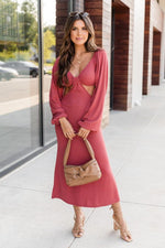 Load image into Gallery viewer, Telling A Story Brick Long Sleeve Cutout Dress
