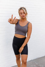 Load image into Gallery viewer, Exceed My Expectations Grey V-Neck Cropped Bra Top
