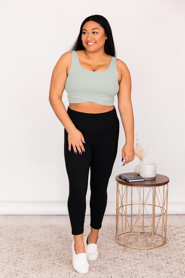 Make Your Move Cross Front Sage Bra Top