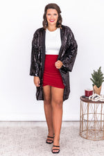 Load image into Gallery viewer, Be Amazed Black Sequin Kimono
