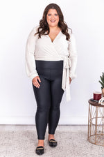 Load image into Gallery viewer, Waiting All Night Ivory Velvet Wrap Blouse
