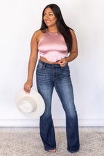 Load image into Gallery viewer, Wished For This Mauve High Neck Satin Halter Scarf Blouse
