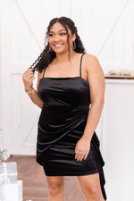 Load image into Gallery viewer, Everybody You Know Black Velvet Tie Waist Mini Dress
