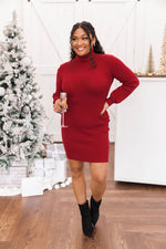 Load image into Gallery viewer, Excited For This Red Turtleneck Sweater Dress
