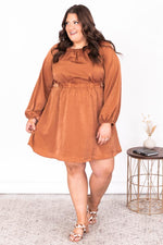 Load image into Gallery viewer, When You See Me Rust Satin Cut Out Mini Dress
