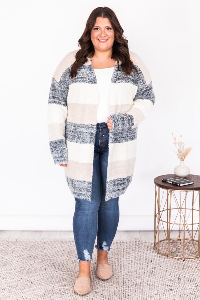 Beautiful Nights Beige Colorblock Cardigan