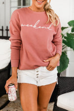 Load image into Gallery viewer, Weekend Script Mauve Sweatshirt
