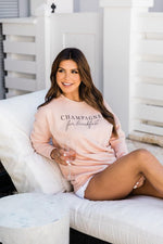 Load image into Gallery viewer, Champagne For Breakfast Peach Graphic Sweatshirt
