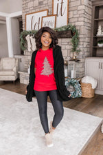 Load image into Gallery viewer, Animal Print Christmas Tree Graphic Red Tee
