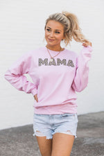 Load image into Gallery viewer, Mama Animal Print Sweatshirt Light Pink
