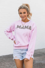 Load image into Gallery viewer, Mama Animal Print Sweatshirt Light Pink

