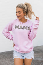 Load image into Gallery viewer, Mama Animal Print Sweatshirt Light Pink
