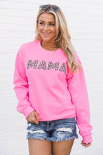Load image into Gallery viewer, Mama Animal Print Sweatshirt Safety Pink
