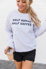 Load image into Gallery viewer, Half Human Half Coffee  Ash Graphic Sweatshirt
