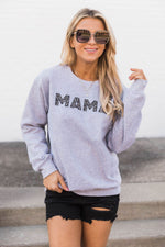 Load image into Gallery viewer, Mama Animal Print Sweatshirt Grey
