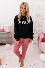 Load image into Gallery viewer, LOVER Block Black Graphic Sweatshirt

