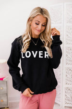 Load image into Gallery viewer, LOVER Block Black Graphic Sweatshirt
