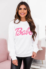 Load image into Gallery viewer, Babe White Graphic Sweatshirt
