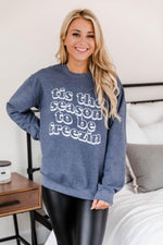 Load image into Gallery viewer, Tis The Season To Be Freezing Faded Navy Graphic Sweatshirt
