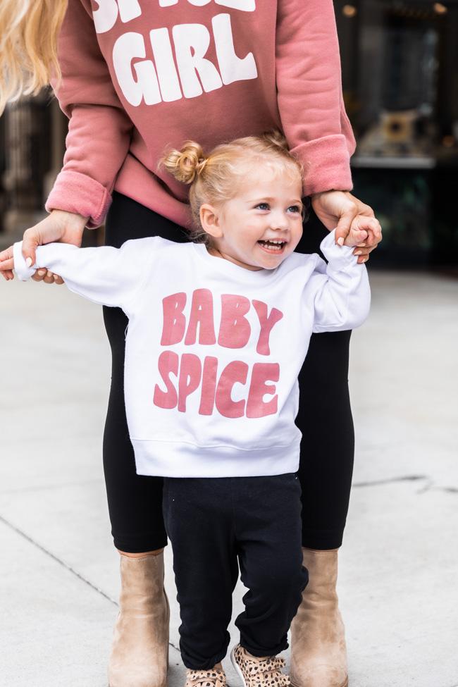 Baby Spice Mauve Toddler Graphic White Sweatshirt