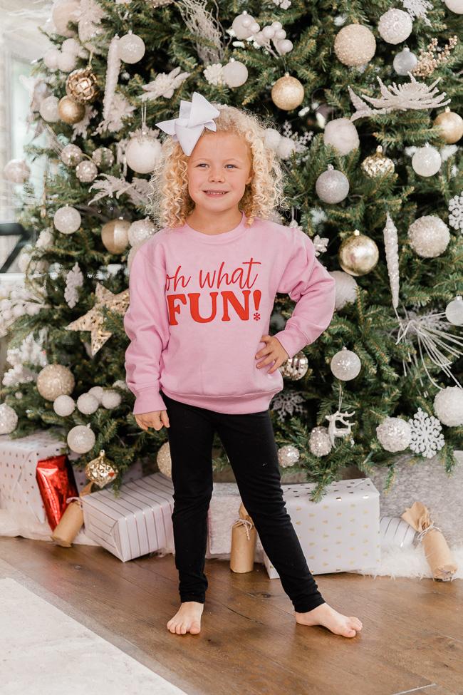Kids Oh What Fun Pink Graphic Sweatshirt