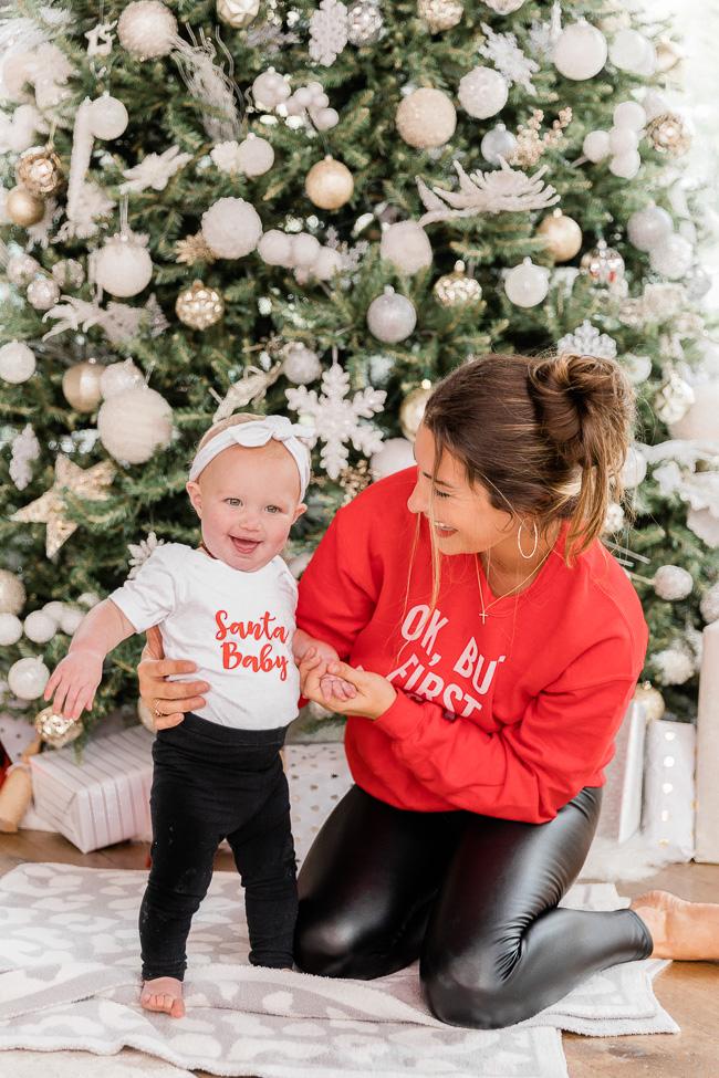Santa Baby White Graphic Onesie