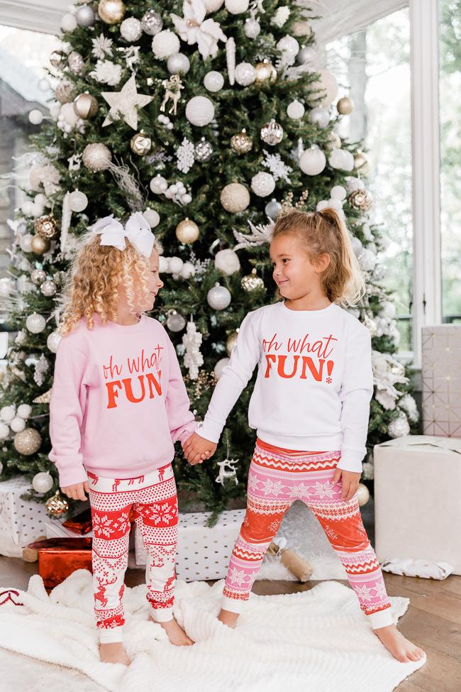 Kids Oh What Fun Pink Graphic Sweatshirt