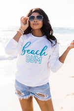 Load image into Gallery viewer, Teal Beach Bum Script White Graphic Sweatshirt
