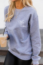 Load image into Gallery viewer, Coffee Queen Script Embroidered Heather Grey Sweatshirt
