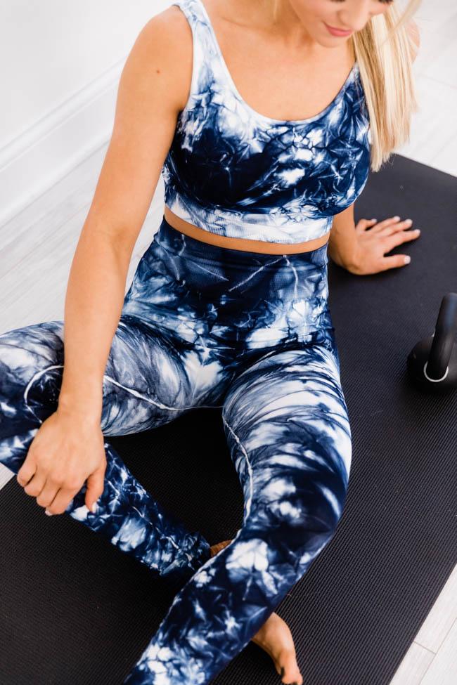 Running In Circles Tie Dye Leggings Blue FINAL SALE