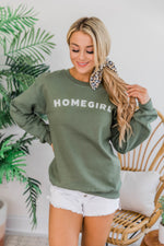 Load image into Gallery viewer, Homegirl Block Graphic Sweatshirt Olive
