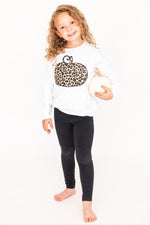 Load image into Gallery viewer, Animal Print Pumpkin White Toddler Graphic Sweatshirt
