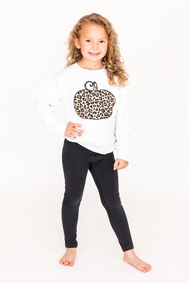 Animal Print Pumpkin White Toddler Graphic Sweatshirt