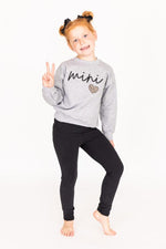 Load image into Gallery viewer, Mini Script Brown Animal Print Grey Graphic Kids Sweatshirt
