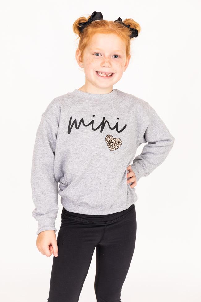 Mini Script Brown Animal Print Grey Graphic Kids Sweatshirt