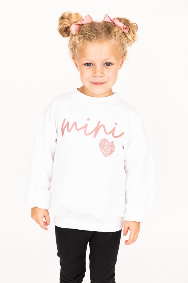 Mini Script Mauve Animal Print White Kids Graphic Sweatshirt