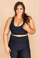 Load image into Gallery viewer, Move To The Beat Black Sports Bra FINAL SALE
