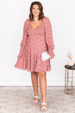 Load image into Gallery viewer, Following A Shadow Red Smocked Floral Dress
