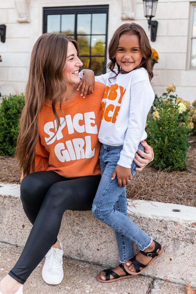 Baby Spice Orange Toddler White Graphic Sweatshirt