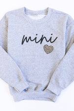 Load image into Gallery viewer, Mini Script Brown Animal Print Grey Graphic Kids Sweatshirt
