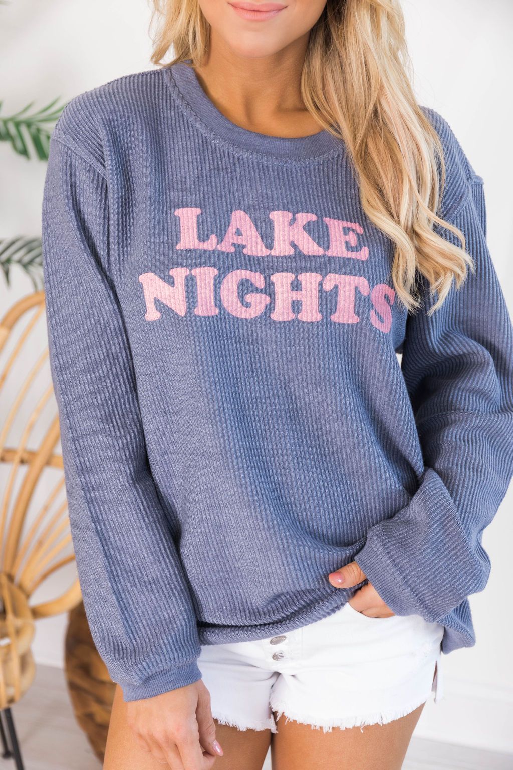 Lake Nights Navy Corded Graphic Sweatshirt