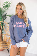Load image into Gallery viewer, Lake Nights Navy Corded Graphic Sweatshirt
