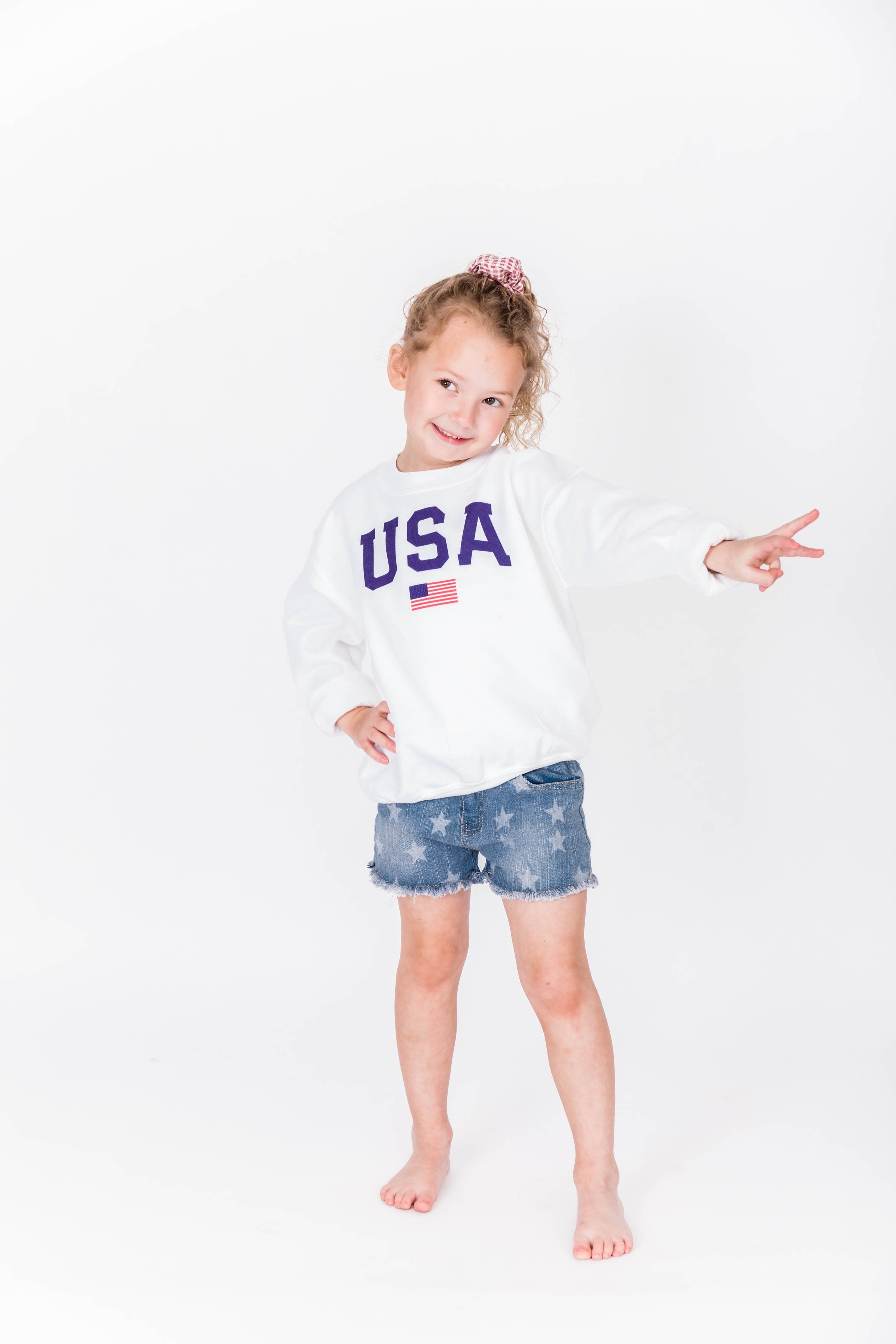 Kids Athletic USA Flag Sweatshirt White