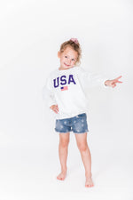 Load image into Gallery viewer, Kids Athletic USA Flag Sweatshirt White
