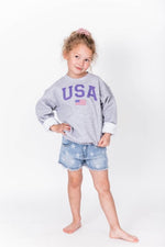 Load image into Gallery viewer, Kids Athletic USA Flag Sweatshirt Sport Grey
